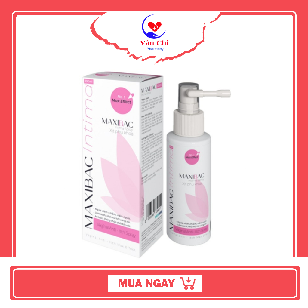 Xịt phụ khoa Maxibac Intima, Hỗ trợ làm sạch, giảm ngứa, khử mùi, Chai 100ml