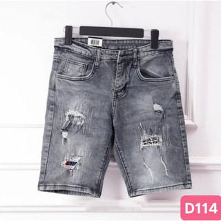 Quần short đùi jean nam xám đậm rách gối chất bò cao cấp co dãn 4 chiều cực đẹp, quần rin nam HD18 Mẫu Mới