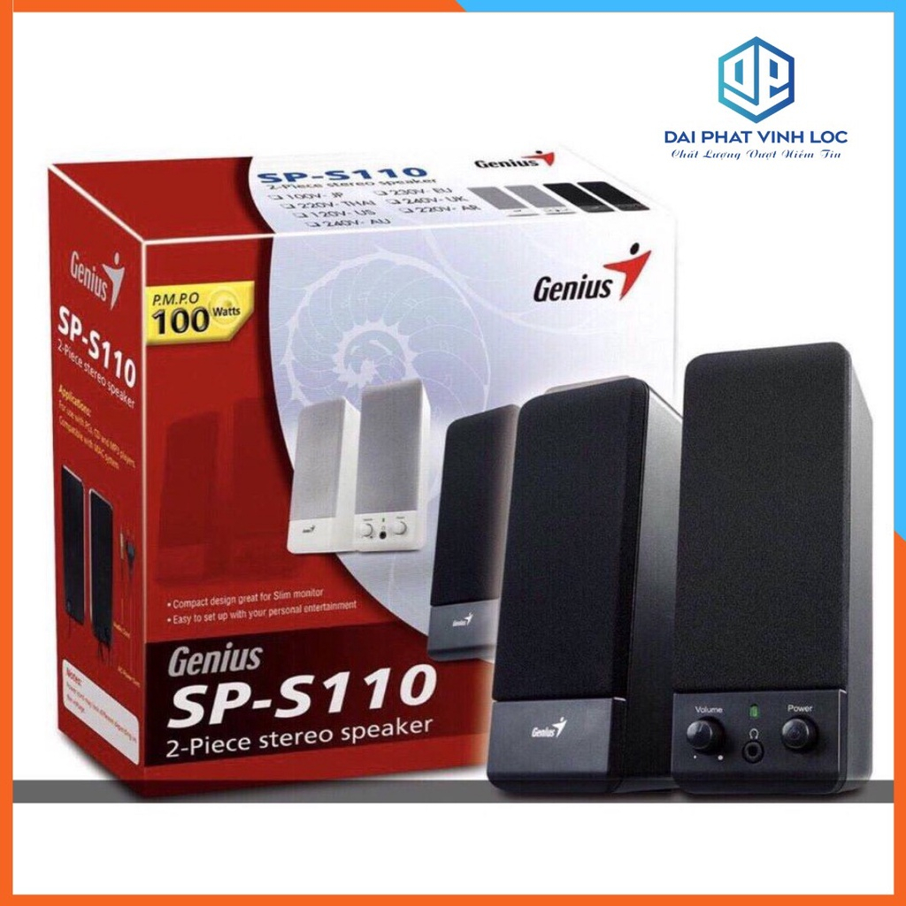 Loa Vi Tính Mini Để Bàn Genius SP-S110 Nhỏ Gọn Âm Thanh Sống Động Tích Hợp Cổng Tai Nghe 3.5 Bảo Hành 6 Tháng