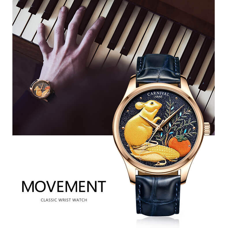 Đồng hồ nam chính hãng CARNIVAL Chuột Vàng C515G-2