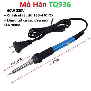 Mỏ hàn TQ936 điều chỉnh nhiệt độ, máy hàn mini 60w 220v và phụ kiện hàn, thiếc hàn, bộ mũi hàn 900M, bọt biển, kệ hàn
