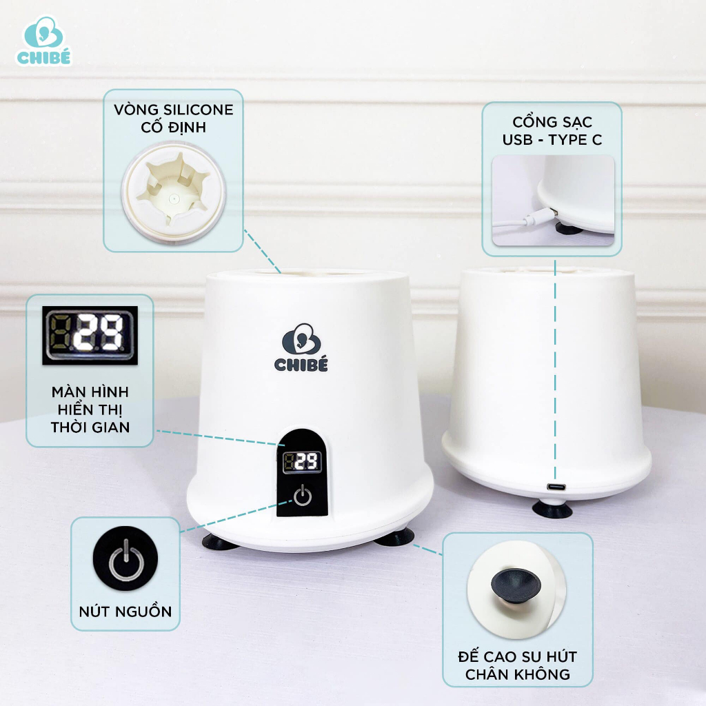 Máy lắc bình sữa ChiBé CB007 quay 360 độ dùng được mọi bình sữa