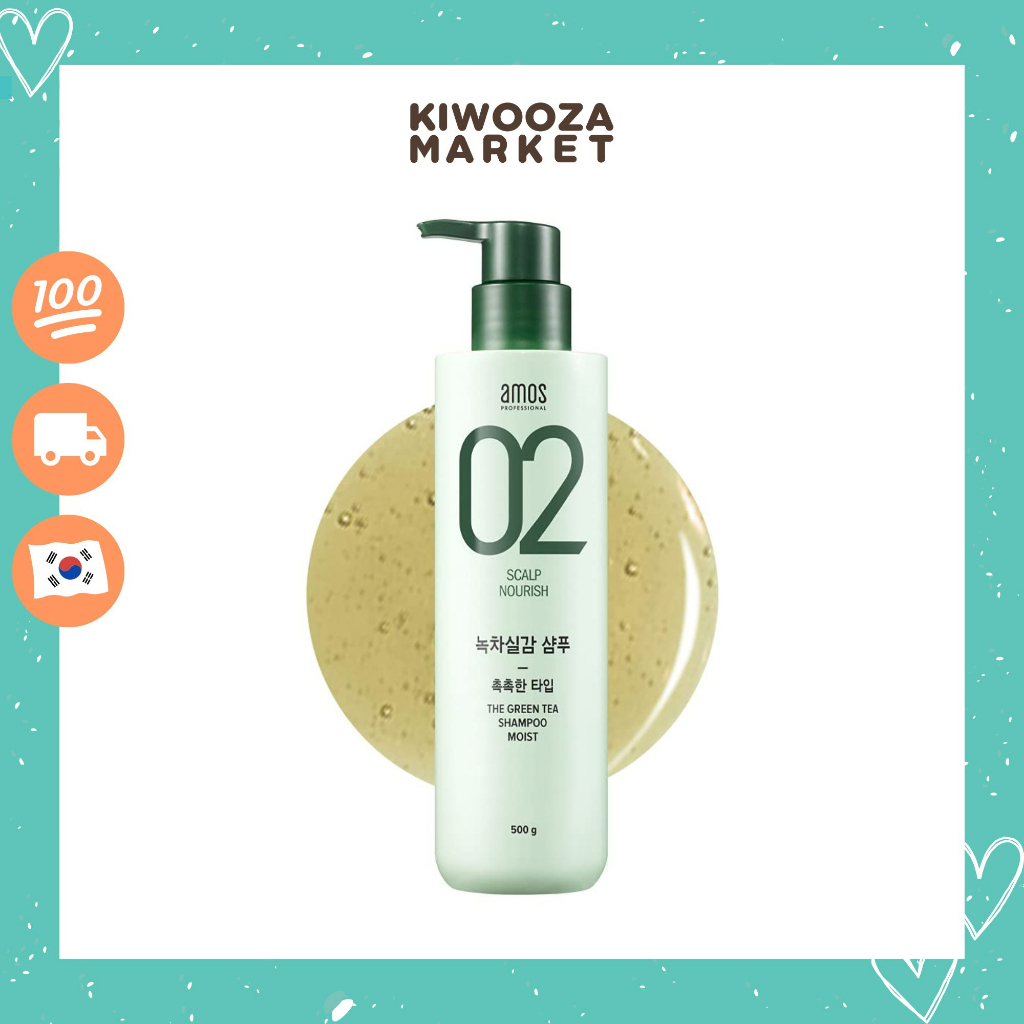 Dầu Gội Trà Xanh Chống Rụng Tóc Cho Da Đầu Khô AMOS PROFESSIONAL The Green Tea Shampoo Moist 500ml