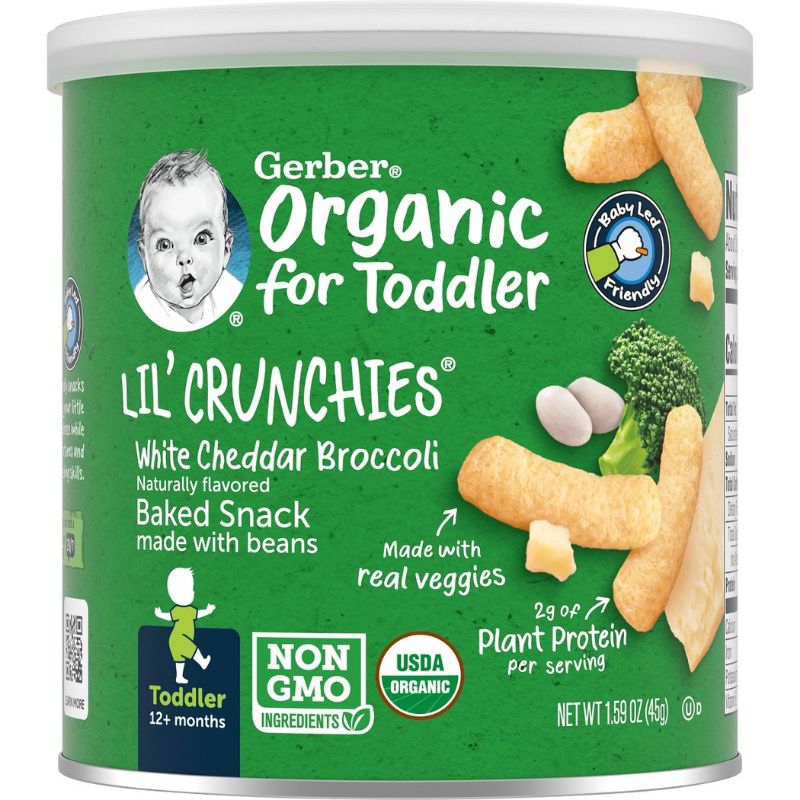(Nhập Mỹ - 2 vị) Bánh ăn dặm organic Gerber phô mai bông cải và đậu trắng Navy cho bé từ 12 tháng
