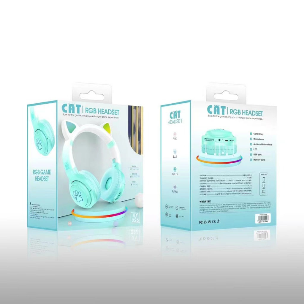 TAI NGHE MÈO XY-226 BLUETOOTH CATEAR ĐÈN LED  hàng chính hãng