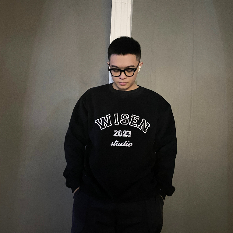 Áo sweater WISEN STUDIO 2023 áo nỉ dài tay unisex form rộng