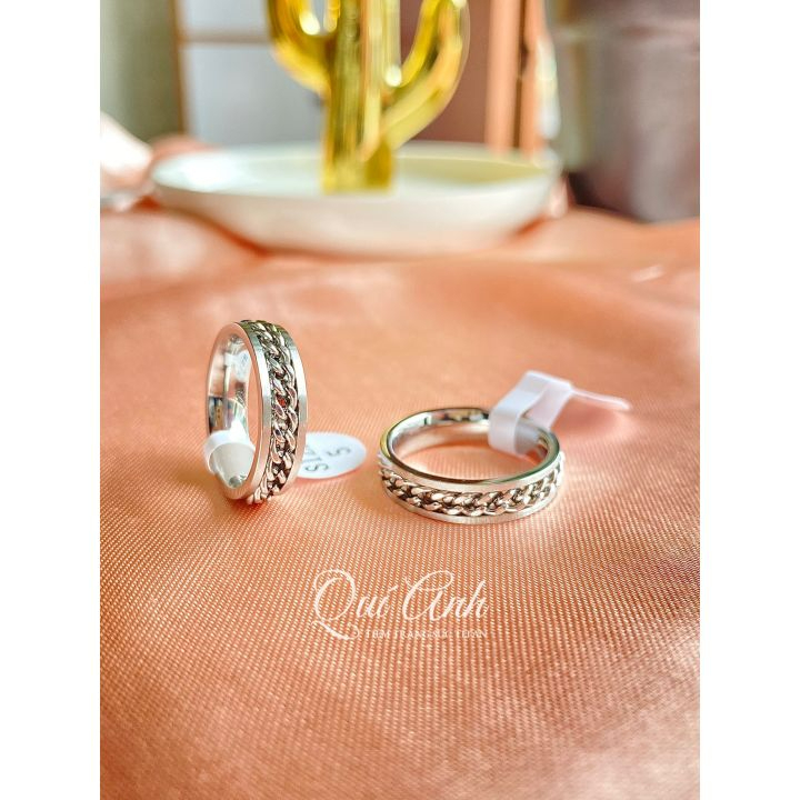 NHẪN TITAN BẠC XÍCH BẢN NHỎ 5MM