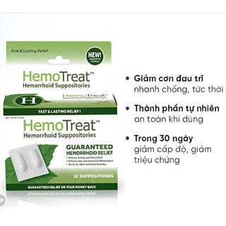 Viên nhét trĩ hemotreat h – giúp giảm nhanh đau trĩ, giảm 1 cấp độ trĩ sau 30 ngày