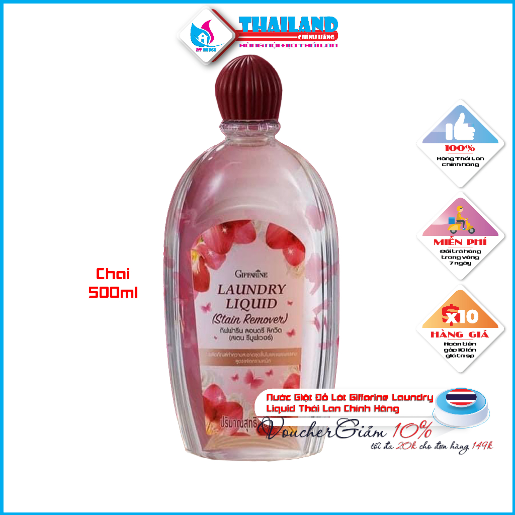 Nước giặt đồ lót cao cấp Giffarine Thái Lan chai 500ml, Nước giặt đồ lót, quần áo diệt khuẩn chính hãng, 2T House Shop