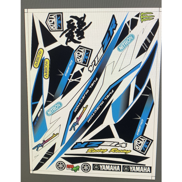 Tem exciter 150 y15zr trắng xanh đen cao cấp - không bay màu