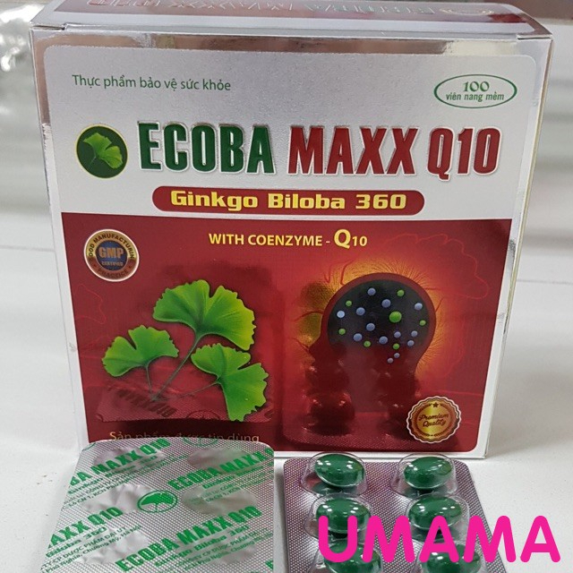 HOẠT HUYẾT DƯỠNG NÃO Ginkgo Biloba 360 -  Ecoba Maxx Q10  BỔ NÃO, tăng cường trí nhớ - UMAMA