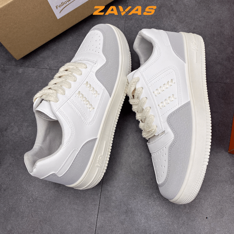 Giày thể thao nam sneaker trắng ZAVAS bằng da thời trang đế cao 3cm form giày gọn gàng dễ mặc đồ đi êm chân - S421