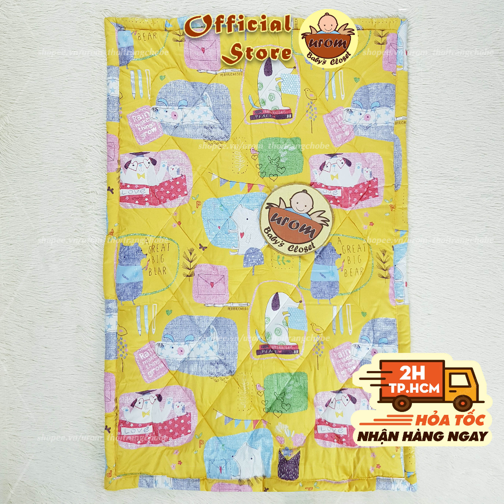 Nệm cho bé đi học nhà trẻ mầm non mẫu giáo 80x120cm chần bông vải Cotton Satin Hàn Quốc