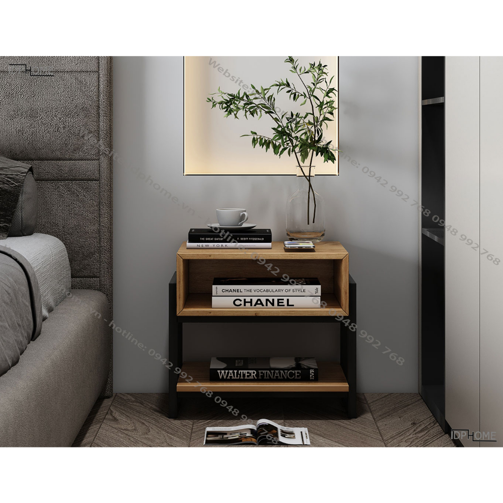 Kệ tủ đầu giường chân sắt độc đáo Sp6831