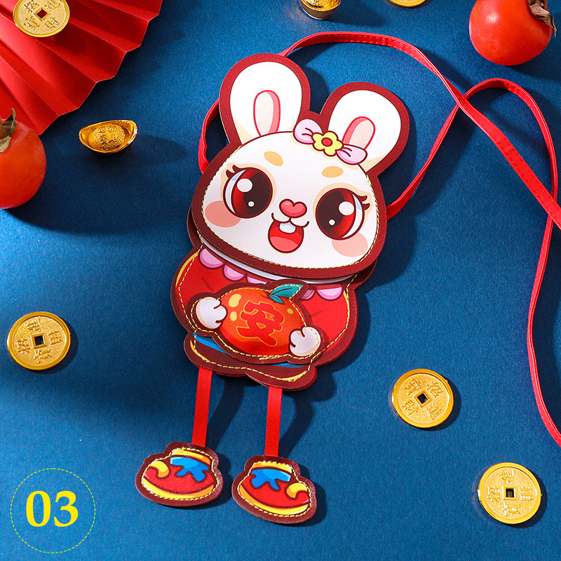 🍀Bao Lì Xì Bằng Da Màu Đỏ Có Dây Đeo