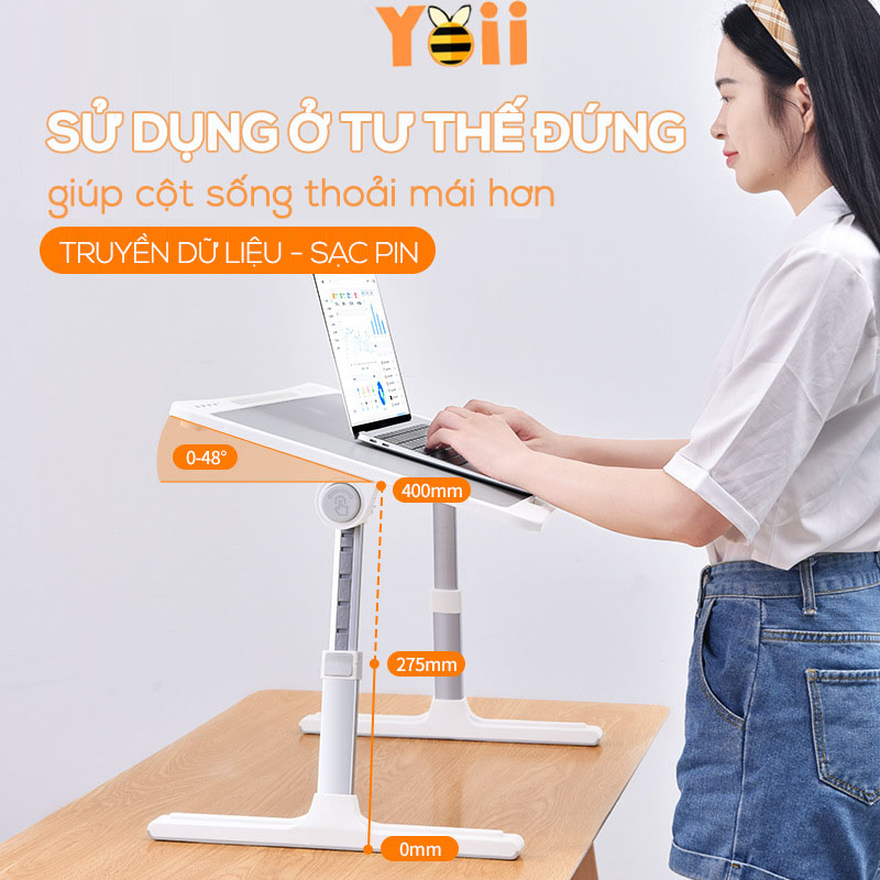 Bàn học gấp gọn thông minh cao cấp, bàn làm việc nhỏ gọn, tích hợp 4 cổng sạc usb, khe cắm ipad, tặng phụ kiện đèn quạt | BigBuy360 - bigbuy360.vn