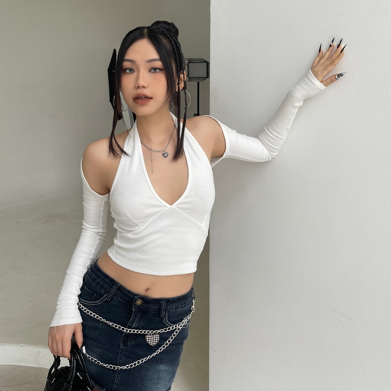 Áo yếm Y2K kèm khoác màu Trắng- Venus shirt- DEPASS