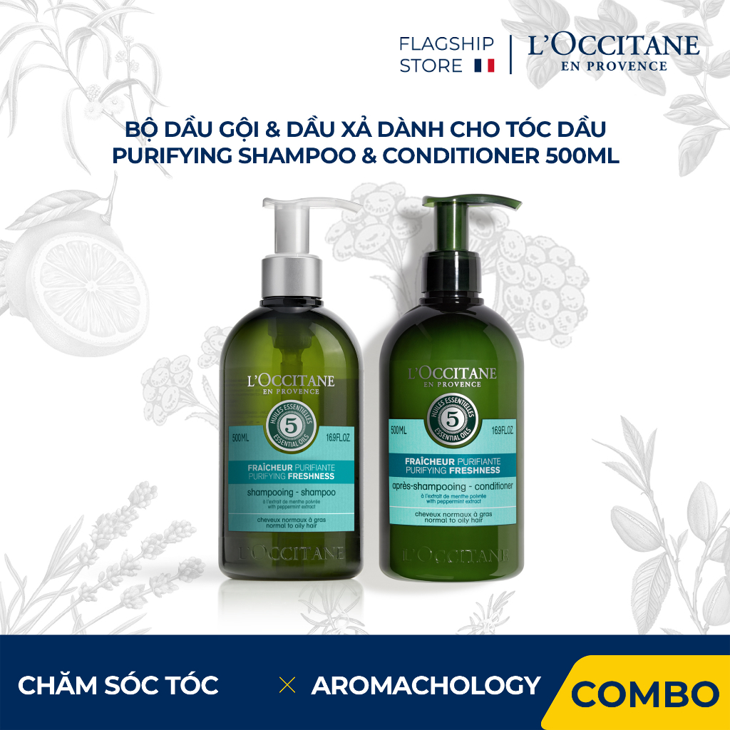 Dầu Gội & Dầu Xả Purifying Freshness Dành Cho Tóc Dầu L'Occitane Aromachologie Purifying Freshness 500ml