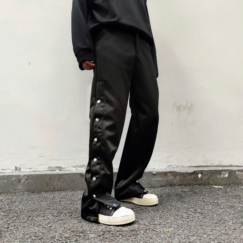 Quần Snap Button Pants cúc bấm ống đứng The Brothers form unisex màu đen