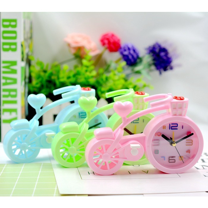 Đông Hồ Báo Thức Để Bàn Hình Xe Đạp Nhiều Màu dong ho bao thuc de ban