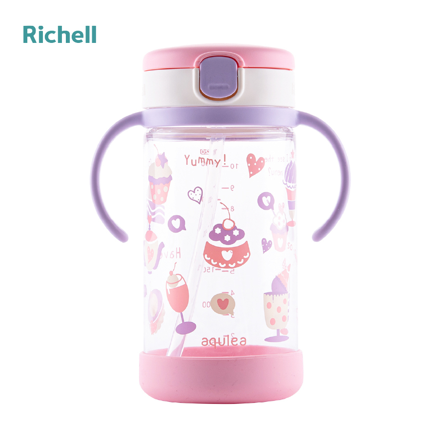 Bình ống hút AQ Richell 320ml có đế hút chống đổ