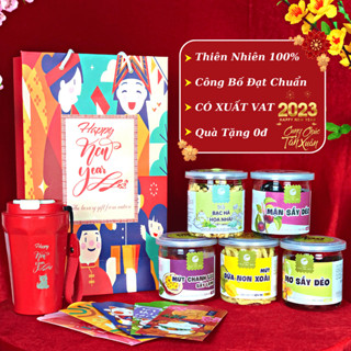 Giỏ Quà Tết 2023, Set Quà Tặng Tết 4 Món Sang Trọng Ý Nghĩa, Hộp Quà Biếu Tết Dành Cho Người Thân, Đối Tác