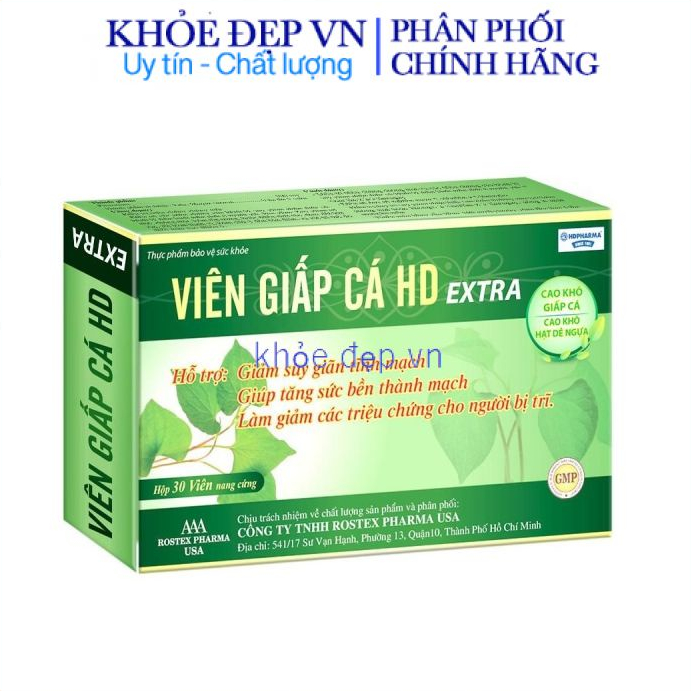 Viên giấp cá HD Extra hỗ trợ làm giảm cho người bị bệnh trĩ, tăng sức bền thành mạch – Hộp 30 viên