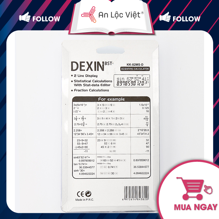 Máy tính cầm tay học sinh Dexin KK-82MS-B nhiều màu sắc