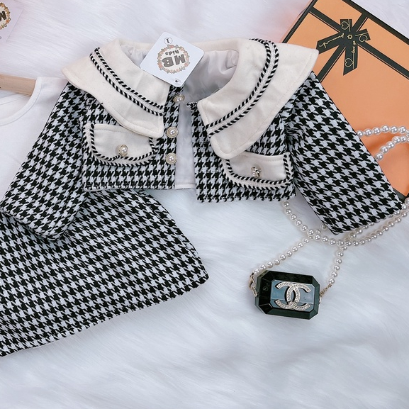 Set Váy Dạ Kèm Body Liền Thân WOWKIDS Chất Dạ Mềm Mại Cho Bé Từ 6-17kg Đi Chơi Diện Tết