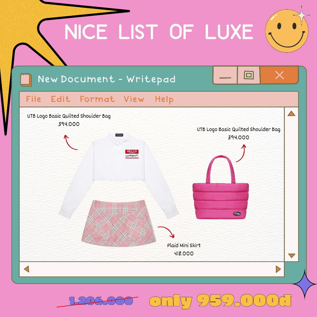 Usthebasic - Combo Áo váy + Túi Nice List Of Luxe