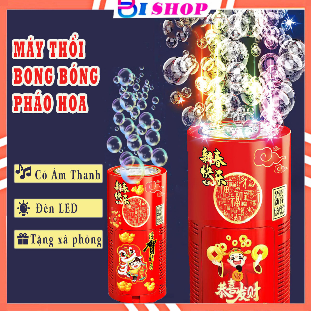 Giá SỉMáy Tạo Bong Bóng Pháo Hoa Có Đèn LED 12 Lỗ Kèm Âm Thanh Trang Tri