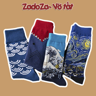 Tất vớ unisex phong cách quý ông công sở in hình tranh sơn dầu P6M2