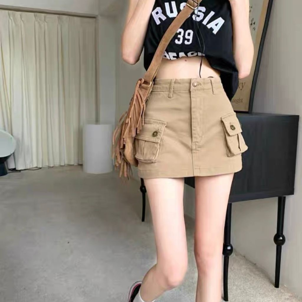 Chân váy túi hộp nữ chất liệu kaki dáng ngắn chữ A có quần trong váy v12 | BigBuy360 - bigbuy360.vn