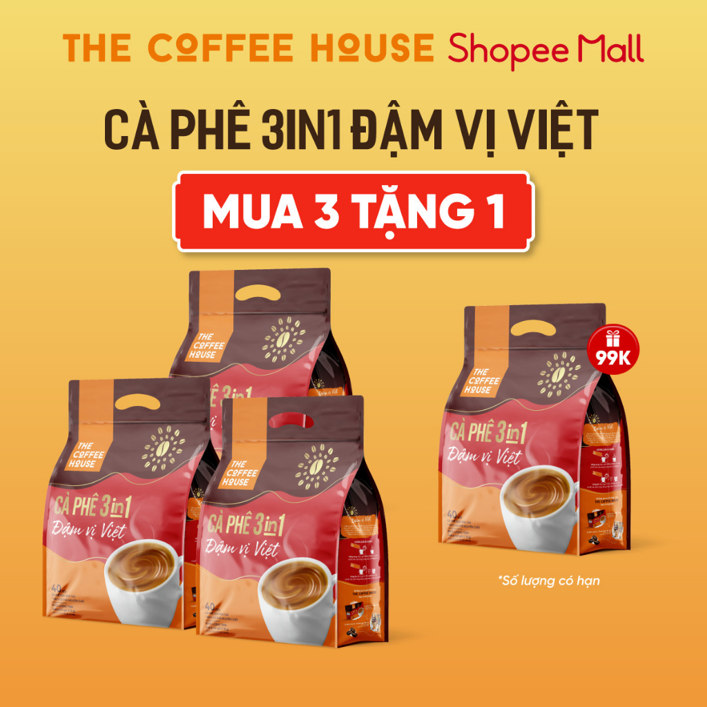 [Combo 3 tặng 1] Cà phê 3IN1 Đậm vị Việt The Coffee House (40 gói x 16 g)