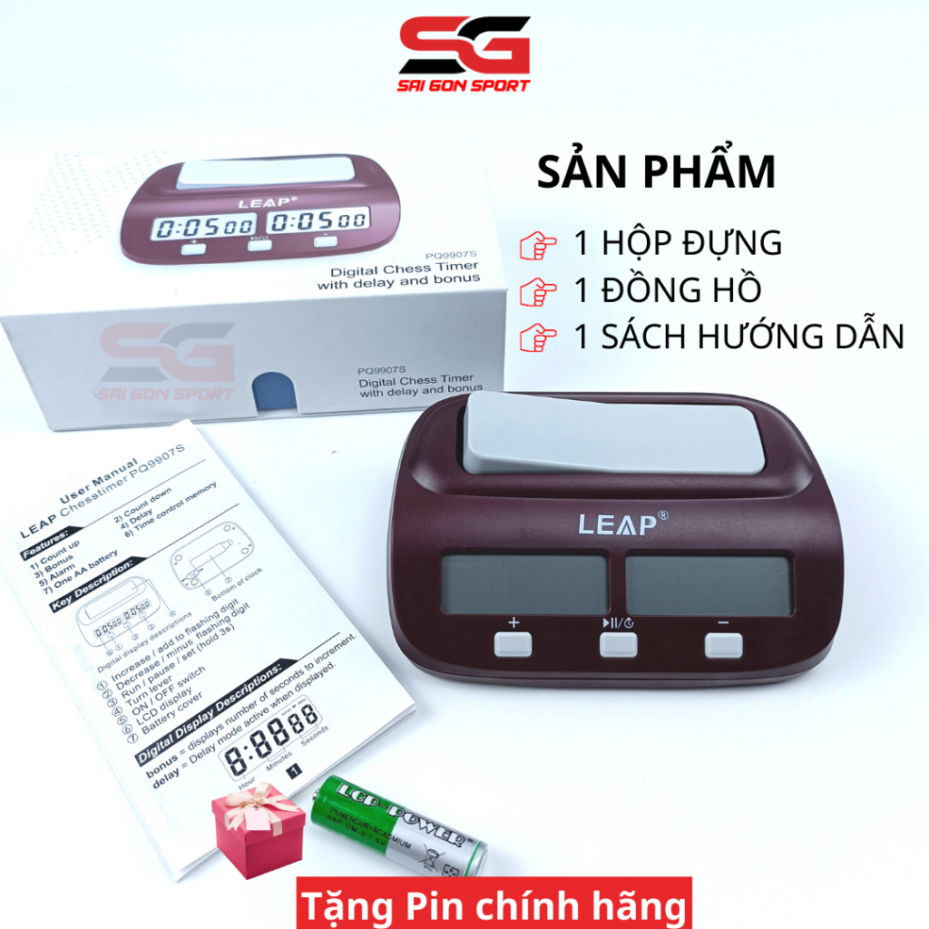 Đồng hồ chơi cờ vua, cờ tướng đếm giờ cho học sinh chính hãng LEAP 9907S - SÀI GÒN SPORT