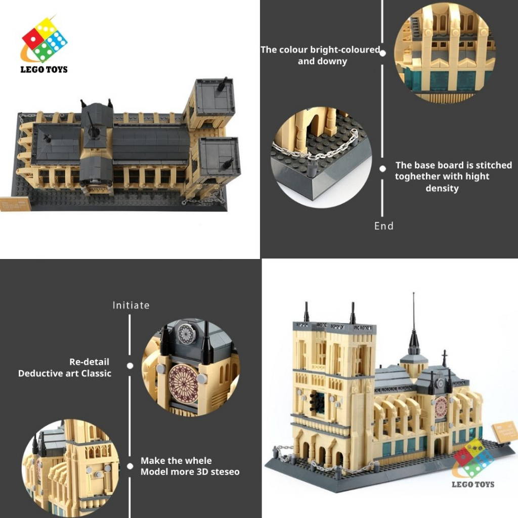 LEG0 Nhà Thờ Đức Bà Paris - Đồ Chơi Lắp Ráp Mô Hình Công Trình Kiến Trúc Nổi Tiếng Thế Giới - Tặng Dây Nháy Phát Sáng