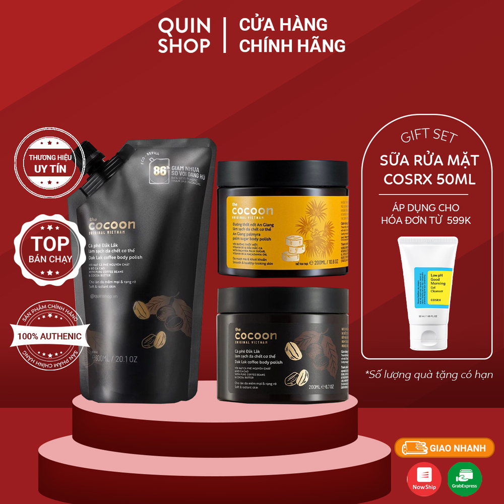 Tẩy Da Chết Cà Phê Đăk Lăk & Đường Thốt Nốt The Cocoon Dak Lak Coffee & An Giang Palmyra Palm Sugar Body Polish