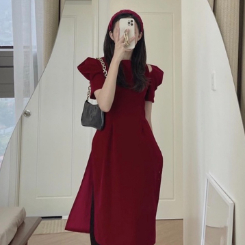 Áo Dài Nhung Cách Tân Tay Lồng Đèn Phối Tơ Cho Các Nàng Du Xuân