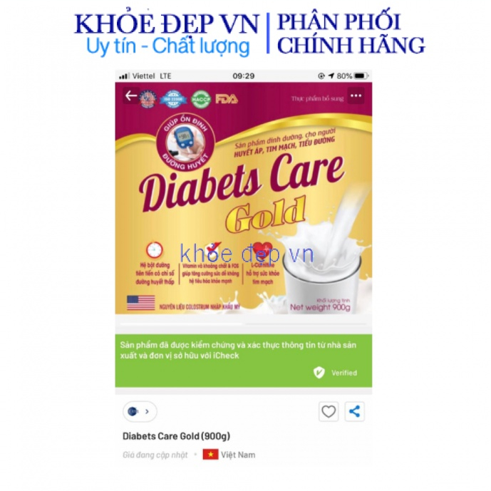 Sữa tiểu đường Diabets Care Gold dành cho người huyết áp, tiểu đường, tim mạch – Hũ 400g/ 900g