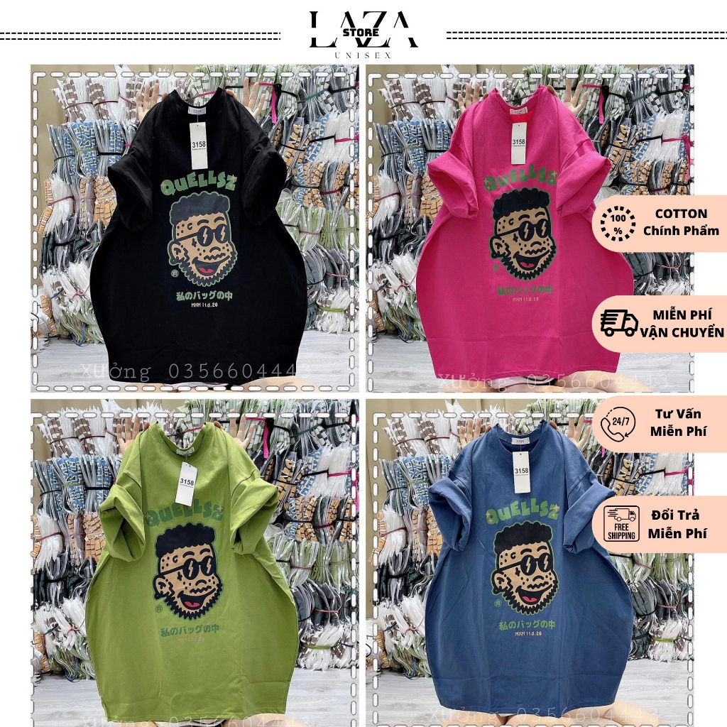 Áo Thun Form Rộng Tay Lỡ Cotton Khô 3158 In Hình QUELLSZ