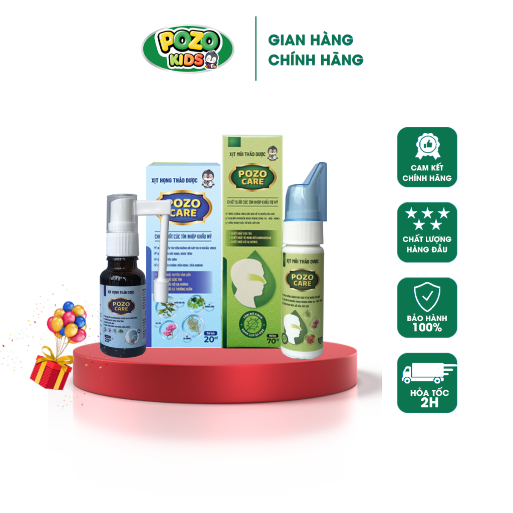 Combo xịt mũi họng cúc tím thảo dược PozoCare
