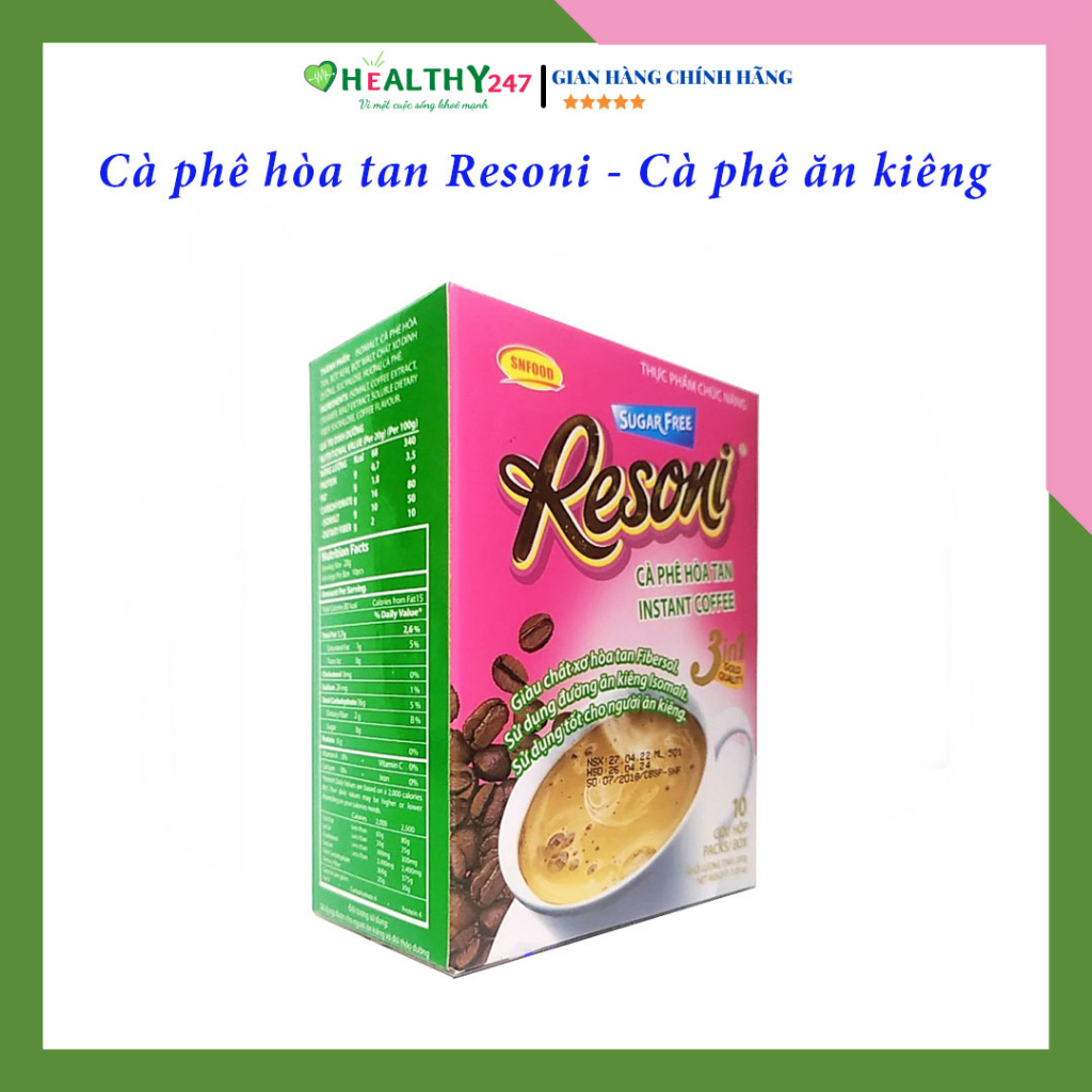 Cà phê dành cho người tiểu đường, ăn kiêng Resoni hộp 200g