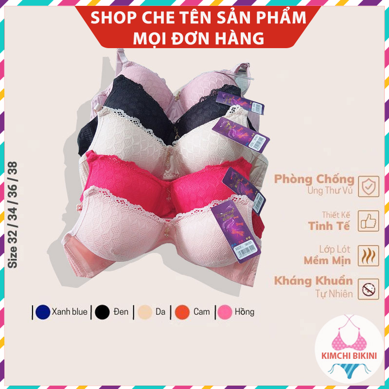 Áo lót viền ren đệm mỏng không gọng thông hơi co dãn nội y mềm mại thoáng mát KIMCHIBIKINI AL037
