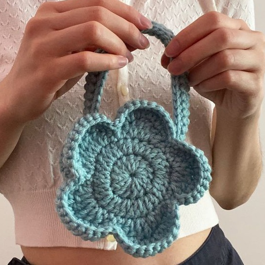 TÚI MINI HÌNH HOA CÚC THỦ CÔNG BẰNG LEN, FLOWER MINI BAG