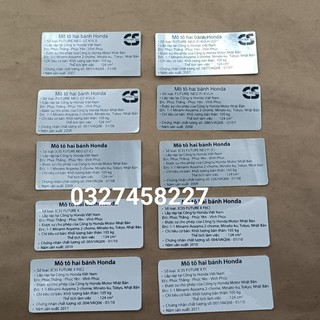Tem thông số năm sản xuất xe future neo, x, gt, fi .... tem hộp xích, cacte