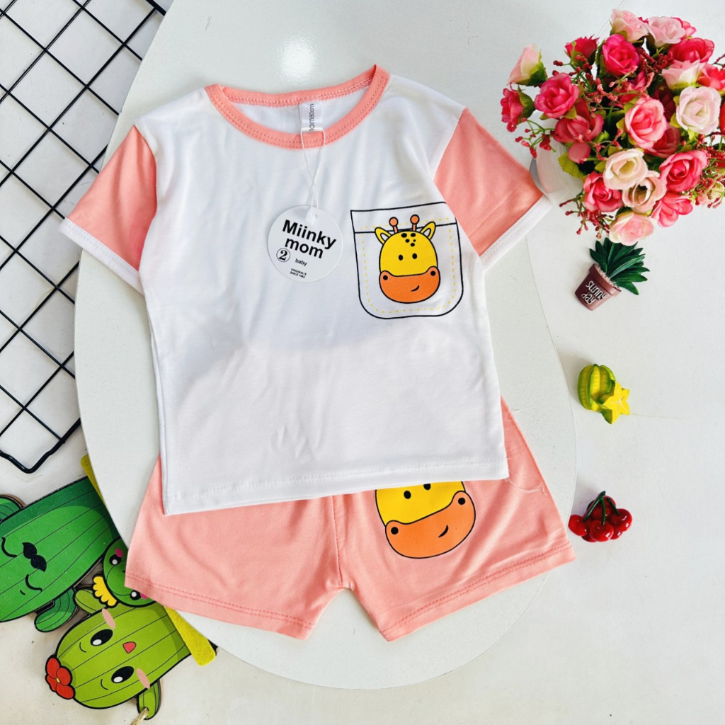 Đồ bộ bé trai , đồ bộ bé gái cộc tay thun lạnh cho bé từ 5kg đến 15kg - JKIDSVN