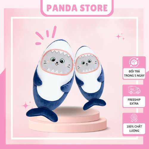 Gấu Bông Mèo Cá Mập Ôm Ngủ Mềm Mịn Siêu Dễ Thương Size 55cm - Panda Store