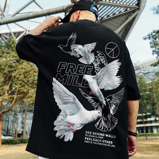 Áo Thun Tay Lỡ Unisex Mùa Hè Street Style Oversize Form Rộng Mát Thấm Mồ Hôi Tốt (Quảng Châu)