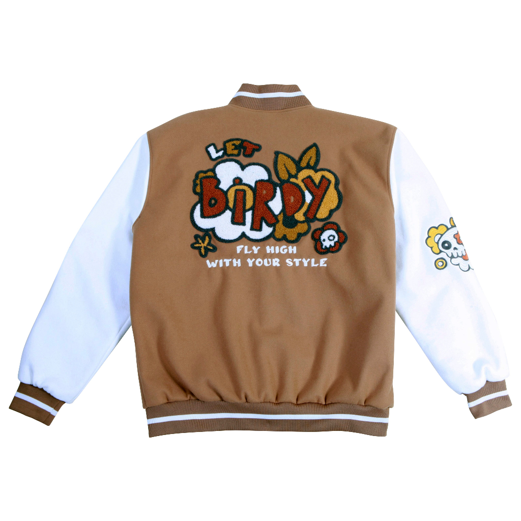 Áo khoác nỉ varsity jacket nam nữ local brand BIRDY Base Varsity Jacket màu nâu