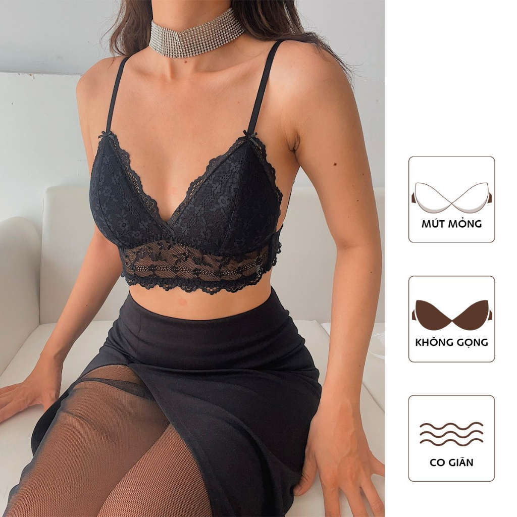 Áo Bralette Basic đa năng không gọng, mút mỏng được phối ren mềm mại thoải mái khoét lưng sâu dễ phối thiết kế Cô Kim 7